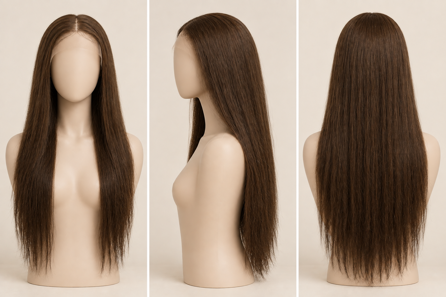 AI illustration of Straight on a mannequin, based on our wig photos